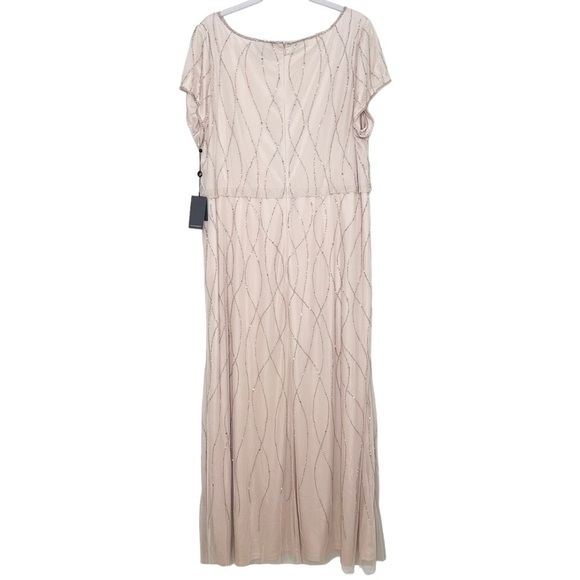 NWT Adrianna Papell 20W Pink Beaded Blouson Gown - Picture 5 of 11